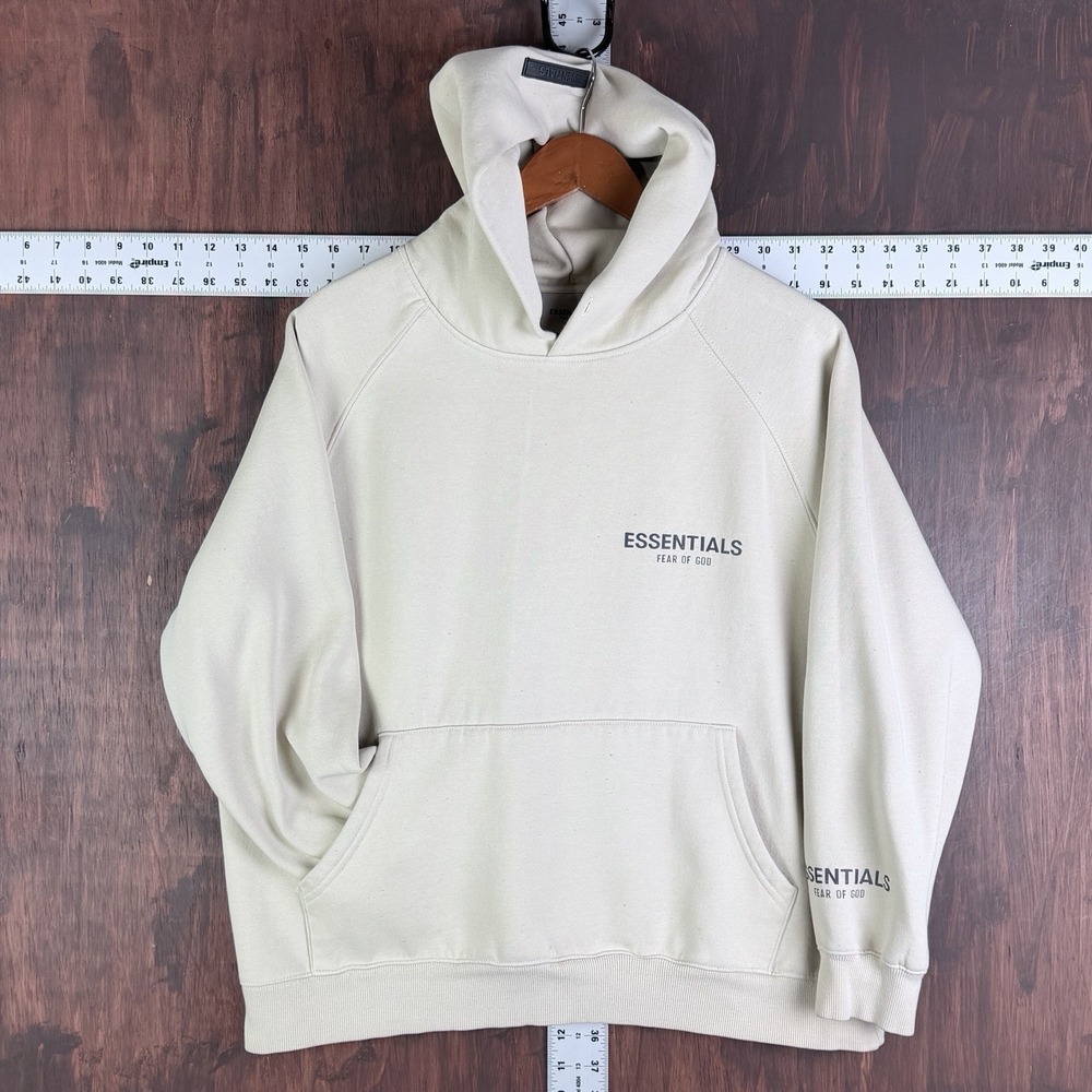 Essentials Fear Of God FOG Cream Fleece Hoodie Sweatshirt Men's Small Streetwear
